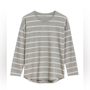 Vineyard Vines Heather Gray and White Striped Long Sleeve Tee